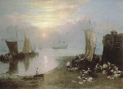 J.M.W. Turner sun rising through vapour:fishermen cleaning and selling fish oil painting reproduction